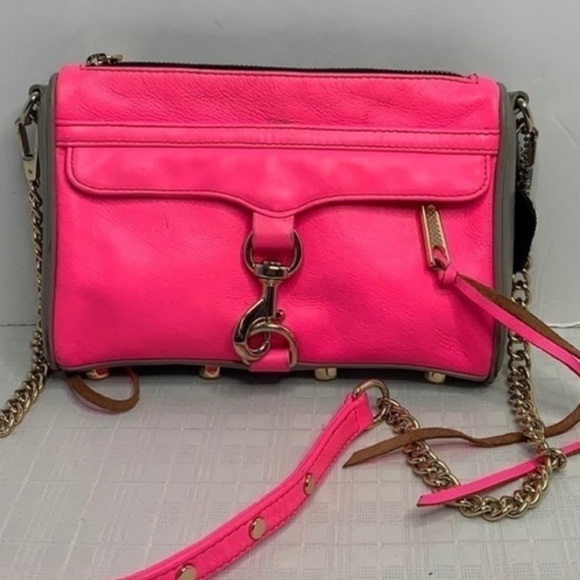 Rebecca Minkoff Mini MAC Bright Pink /Grey - Picture 1 of 9